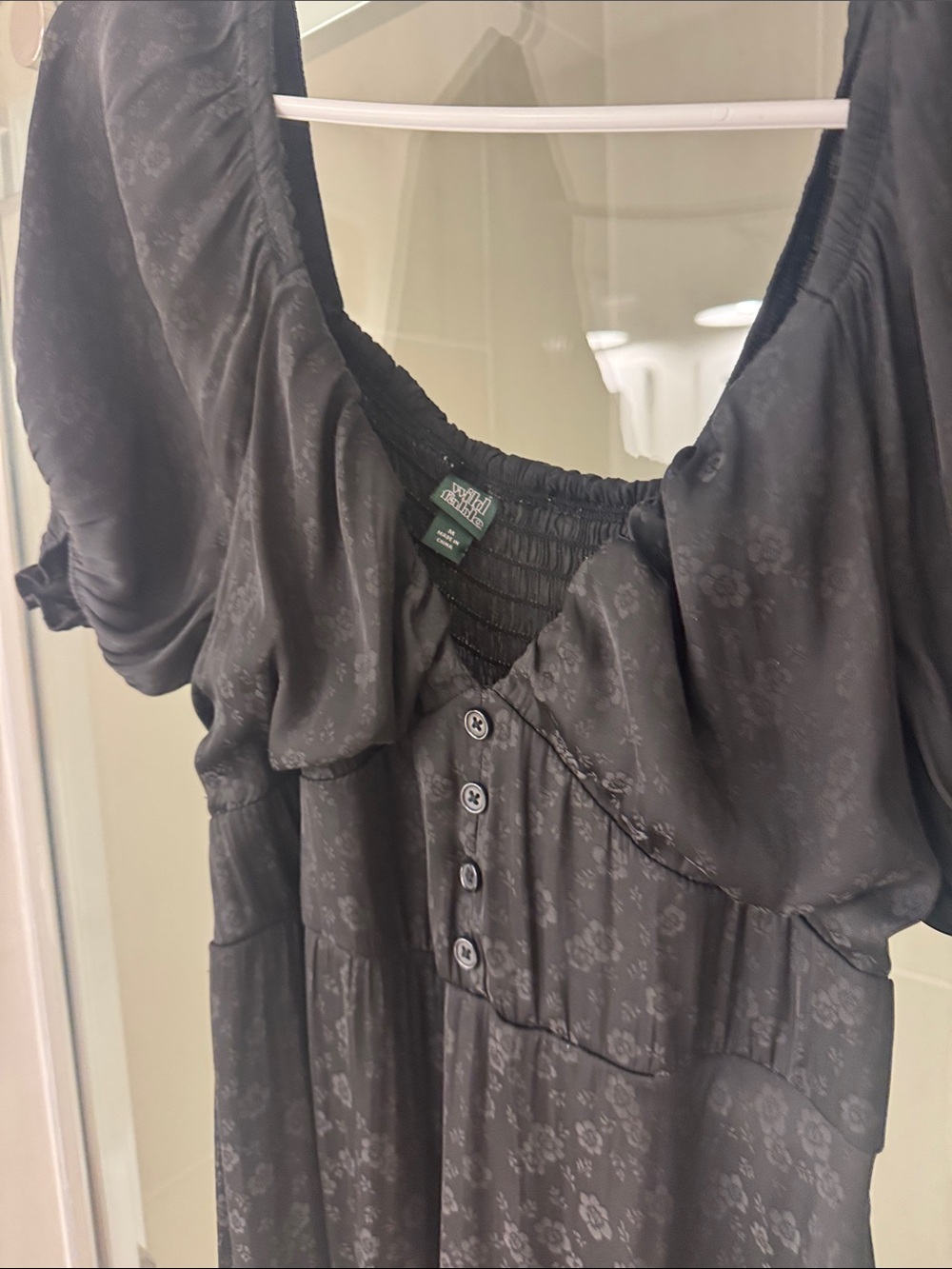 wild fable Black Puff Sleeve Mini Dress